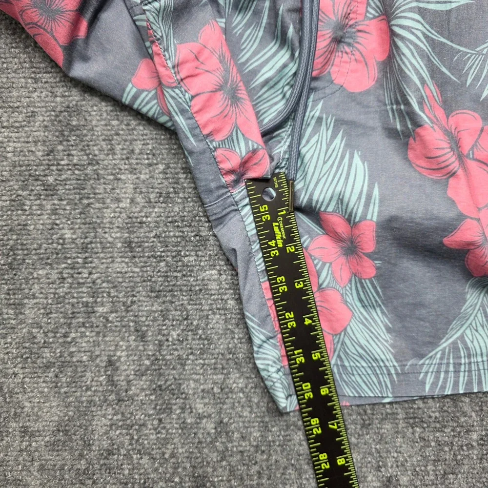 Jacks Supply Co Men's Large Swim Trunks Grey‎ Pink Floral Tropical Shorts 6in